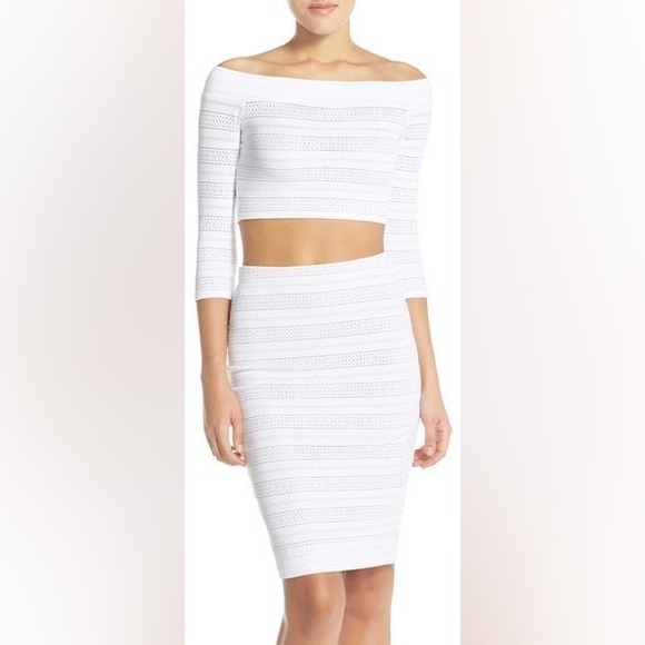 NWOT BCBGMAXAZRIA Bettie Eyelet Sweater Knit Two Piece Dress - Picture 1 of 7